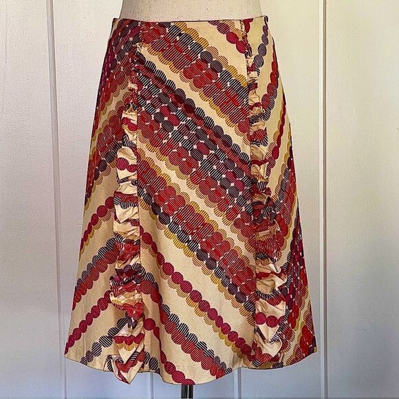 Anthropologie ODILLE Study of Sunlight Skirt A-line ruffle skirt gogo mod twee 6 - Picture 1 of 9
